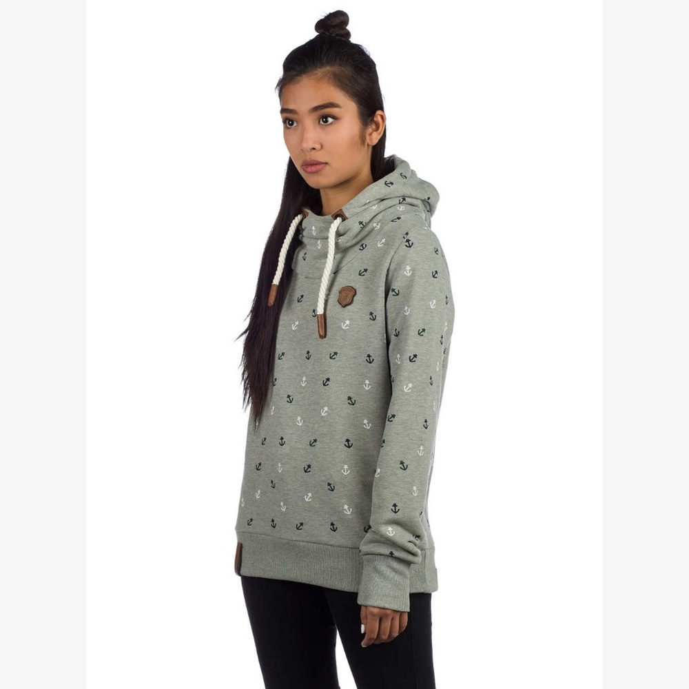 NWT NAKETANO Grey Green High Collar Anchor Hoodie - Picture 8 of 8
